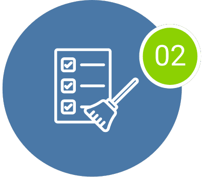 checklist, representing the cleaning process